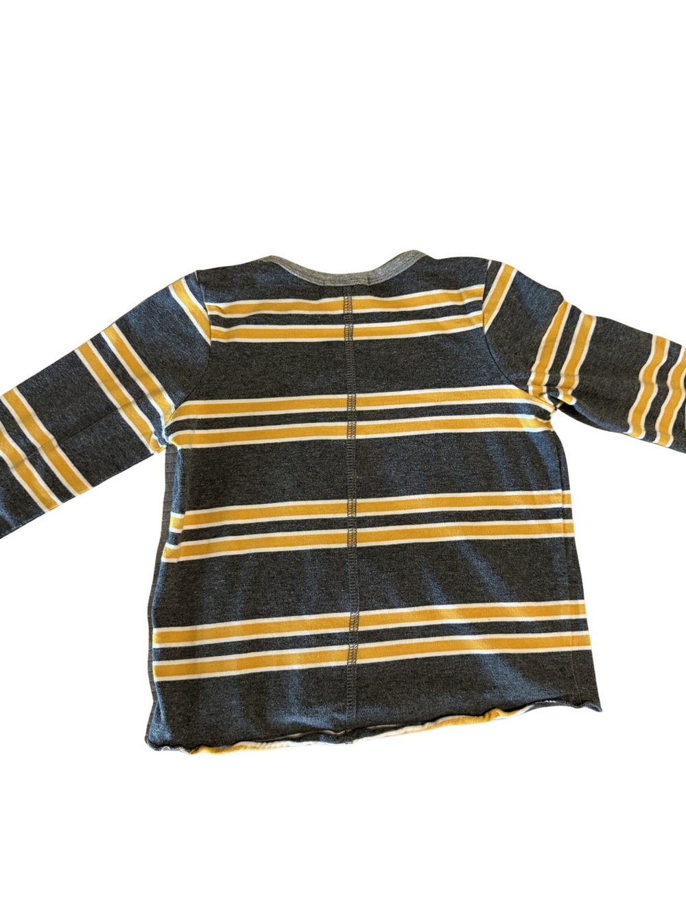 kidpik Gray long-sleeved  t-shirt with Yellow and White Stripes - Picture 6 of 6